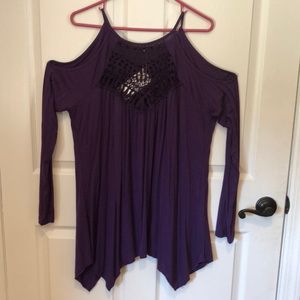 Purple cold shoulder top
